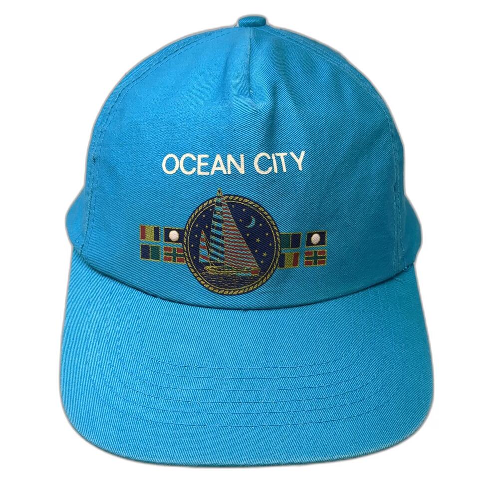 Sportcap 5 Panel Blue One Size Ocean City Sailboat Nautical Snapback Hat